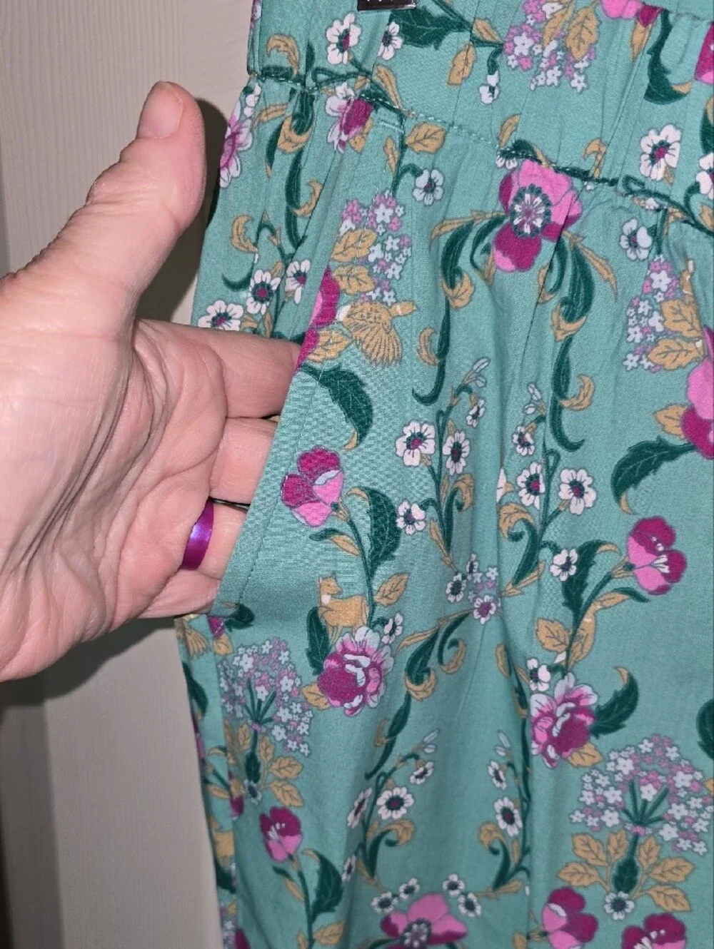 Charter Club Teal Floral‎ Drawstring Track Pants